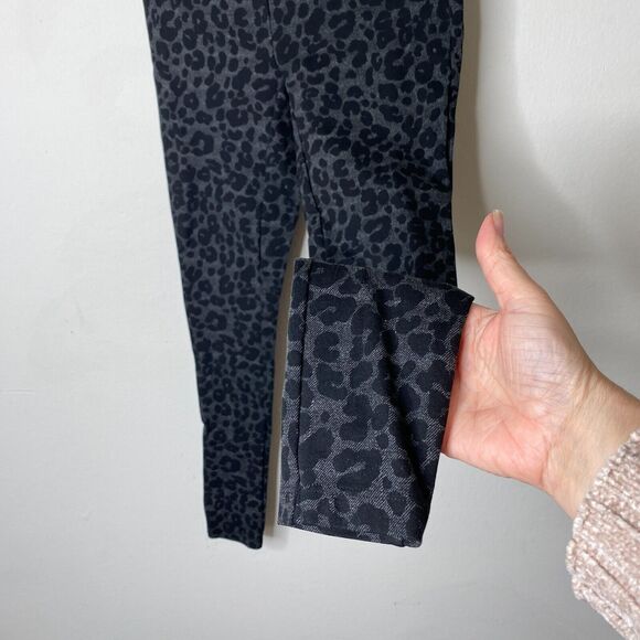 Loft Black and Gray Muted Leopard Print Ponte Leggings Jeggings High Waist XSP - Picture 3 of 10
